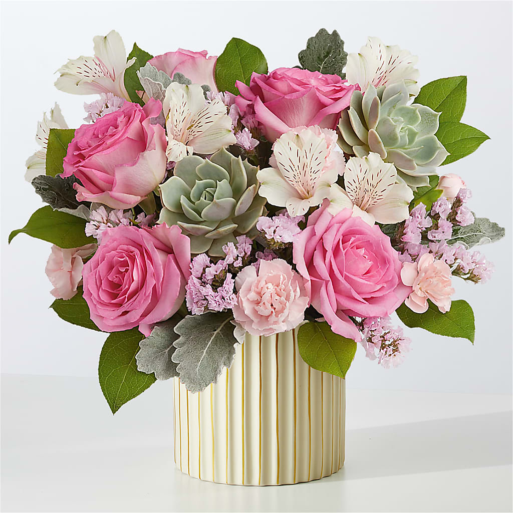 Dusty Rose Bouquet with Ivory Vase – DEE'S FLORAL & DESIGNS, Fairmont MN
