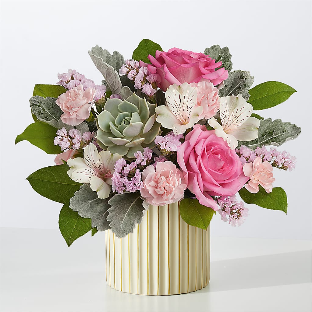 Dusty Rose Bouquet with Ivory Vase – DEE'S FLORAL & DESIGNS, Fairmont MN