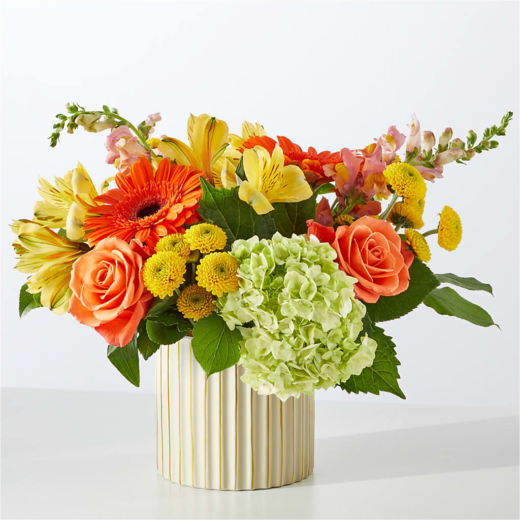 Autumn Sunshine Bouquet with Ivory Vase – DEE'S FLORAL & DESIGNS, Fairmont MN