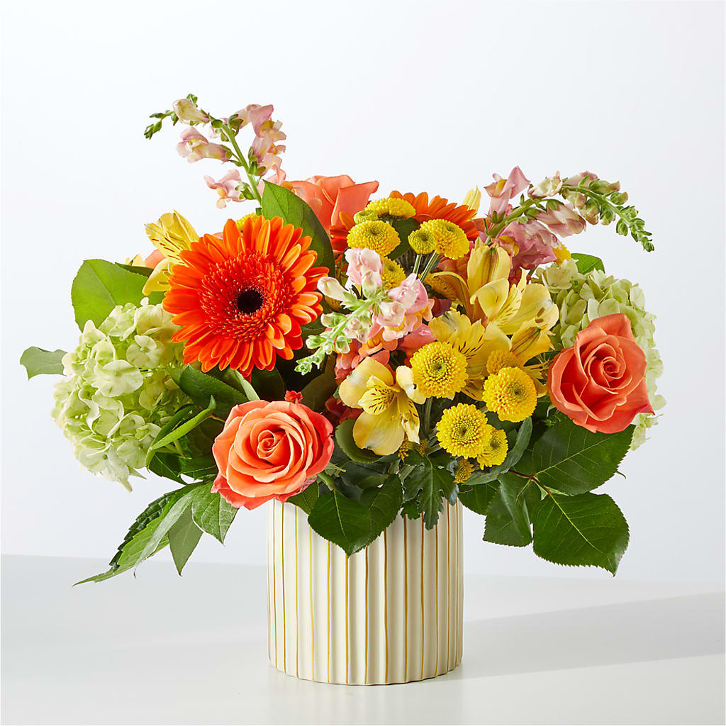 Autumn Sunshine Bouquet with Ivory Vase – DEE'S FLORAL & DESIGNS, Fairmont MN