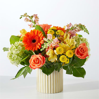 Autumn Sunshine Bouquet with Ivory Vase – DEE'S FLORAL & DESIGNS, Fairmont MN
